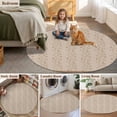 thumbnail image 5 of Pink Brown Floral Round Area Rug 3Ft Washable Small Circle Rugs for Kitchen Entryway, Spring Flowers Non-Slip Carpet Floor Mats Indoor Outdoor Carpet Runner Aesthetic Home Decor, 5 of 8