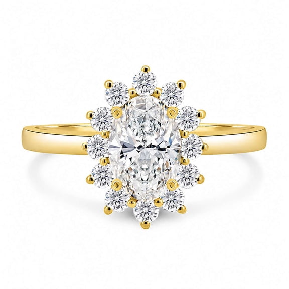 vylahjewellery Oval Moissanite Ring, Engagement Ring for Women, Cluster Wedding Ring, Vintage Floral Solitaire Ring