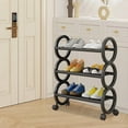 thumbnail image 4 of LACKUST 3 Tier Rolling Shoe Rack with Wheels, Black Plastic Shoe Organizer for Entryway Bedroom Closet, Easy Install Space Saving Shoe Storage Rack, 4 of 6