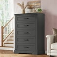thumbnail image 6 of Farmhouse 5 Drawers Dresser with Thick Styling,Large Storage Dresser with 5 Deep Drawers,Tall Chest of Drawers for Bedroom,Dressing Room, Closet, Living Room, Study Room,Black, 6 of 13