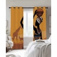 thumbnail image 2 of Yellow Black Black Out Curtains 54 Inch Long, Short Curtains for Small Window, Vintage Ethnic Tribe Abstract Art Room Darkening Farmhouse Window Curtains for Kitchen Bedroom 42"x54" 2 Panels, 2 of 8