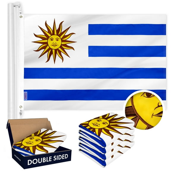 Uruguay Uruguayan Flag 3x5FT 5-Pack Double-sided Embroidered Polyester By G128