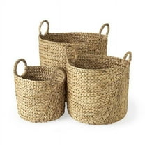 Braided Wicker Storage Baskets, Brown - Set of 3