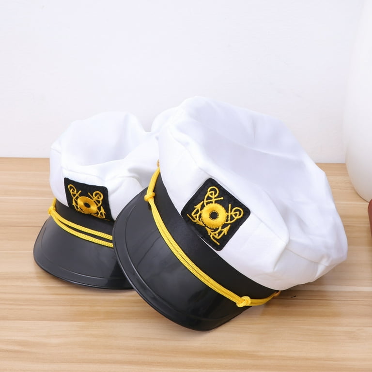 2 Pcs Funny Captain Hat Yacht Sailors Hat Fishing Captains Male Female  Uniforms Performing (White, Average Size)