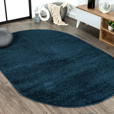 JONATHAN Y SEU100C-6OV Haze Solid Low-Pile Navy 6 ft. x 9 ft. Oval Area Rug, Coastal Bohemian, Pet Friendly, Stain Resistant, Easy to Clean, for Living Room; Kitchen, Bedroom