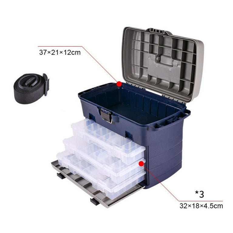 Fishing Gear Tackle Box Fishing Box Removable Large Capacity Easy to Carry Adjustable Organizer Case for Sea Fishing Accessories Hooks Baits, Size