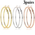 thumbnail image 2 of 3 Paires Boucles d'Oreilles Créoles pour Femmes à Clip Boucles d'Oreilles à Clip Mode Boucles d'Oreilles Sans Perçage, 2 of 10