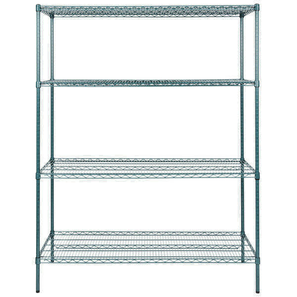 Heavy Duty 24 x 60 x 74 Green Epoxy Wire Walk In Cooler Shelf Rack