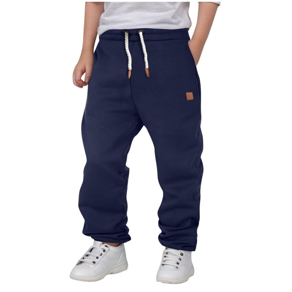 ersvoioy Boys Sweatpants Elastic Waist Cuffed Joggers with Pockets Casual School Uniform Pants Fall Winter Back to School Clothes Workout Athletic Outdoor Trousers Pants 5-15 Years