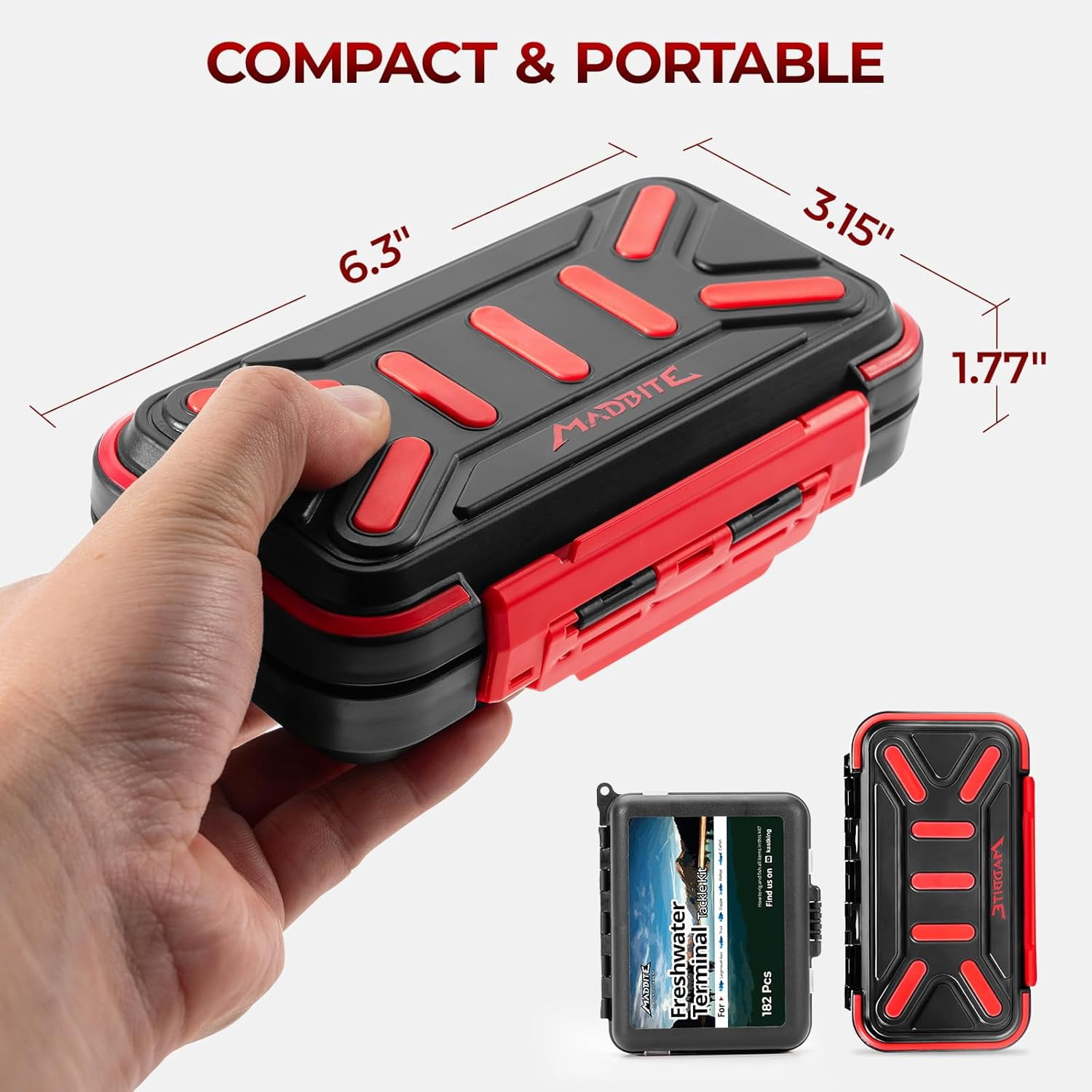 MadBite by KastKing 265pcs Compact Fishing Tackle Kit - Freshwater Hooks, Weights, Bobbers in Tackle Box, Fishing Gear Set