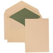 JAM Wedding Invitation Set, Large 5 1/2 x 7 3/4, Ivory Card with Sage Green Lined Envelope and Ivory Lily Set, 50/pack