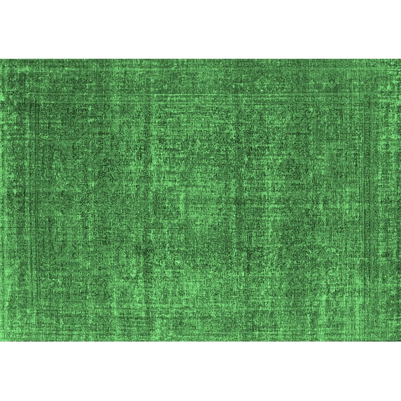 Ahgly Company Indoor Rectangle Oriental Emerald Green Industrial Area Rugs, 7' x 10'