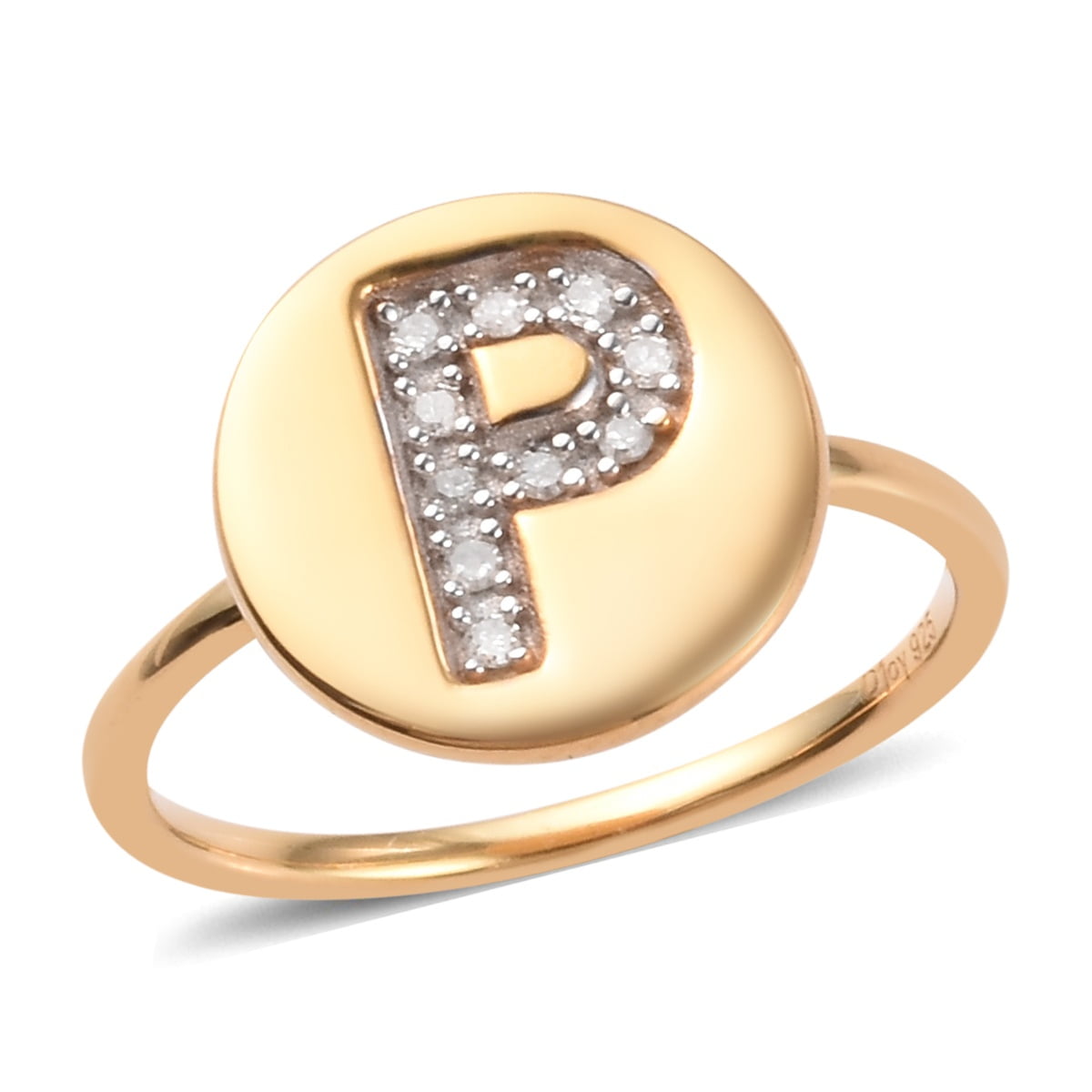 Shop Lc Diamond Initial Alphabet P Ring 925 Sterling Silver 14k Yellow Gold Over Size 8 Walmart Canada