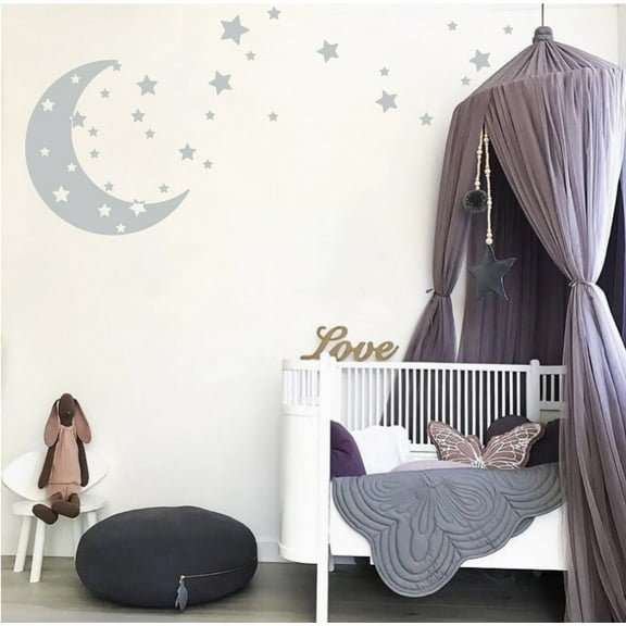 Moon and Stars Night Sky Vinyl Wall Art Decal Sticker Design for Nursery Room DIY Mural Decoration