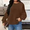 thumbnail image 4 of HAiming Womens Plus Size Sweatshirt Casual Long Sleeve Pullover Crew Neck Solid Color Tops Basic Shirt, 4 of 5