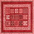 thumbnail image 1 of Ahgly Company Machine Washable Indoor Square Abstract Red Modern Area Rugs, 4' Square, 1 of 4