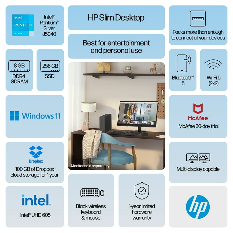 高性能 HP Slim Desktop i5/8GB/SSD&HDD/Win11 HP Slim Desktop Tower | HP® Store