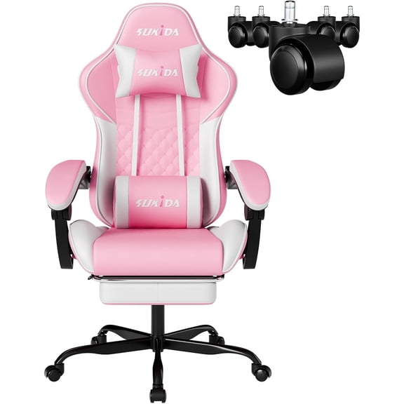 Ergonomic Video Gamer Chairs Gaming Computer Chair Gamer Chairs for Adults Massage Lumbar Support Swivel Height Adjustable Headrest Backrest