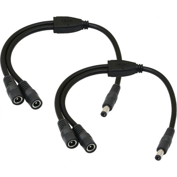 5.5/2.1MM 12V DC Power Cable Splitter 1 Male to 2 Female Connectors CCTV DC Splitter 1 Male to 2 Female Splitter Cable (0.3M)