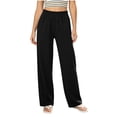 thumbnail image 2 of DYTTDG Women's High Waisted Wide Leg Trousers Elastic Waist with Pockets Solid Color Straight-Leg Casual Palazzo Pants, 2 of 8
