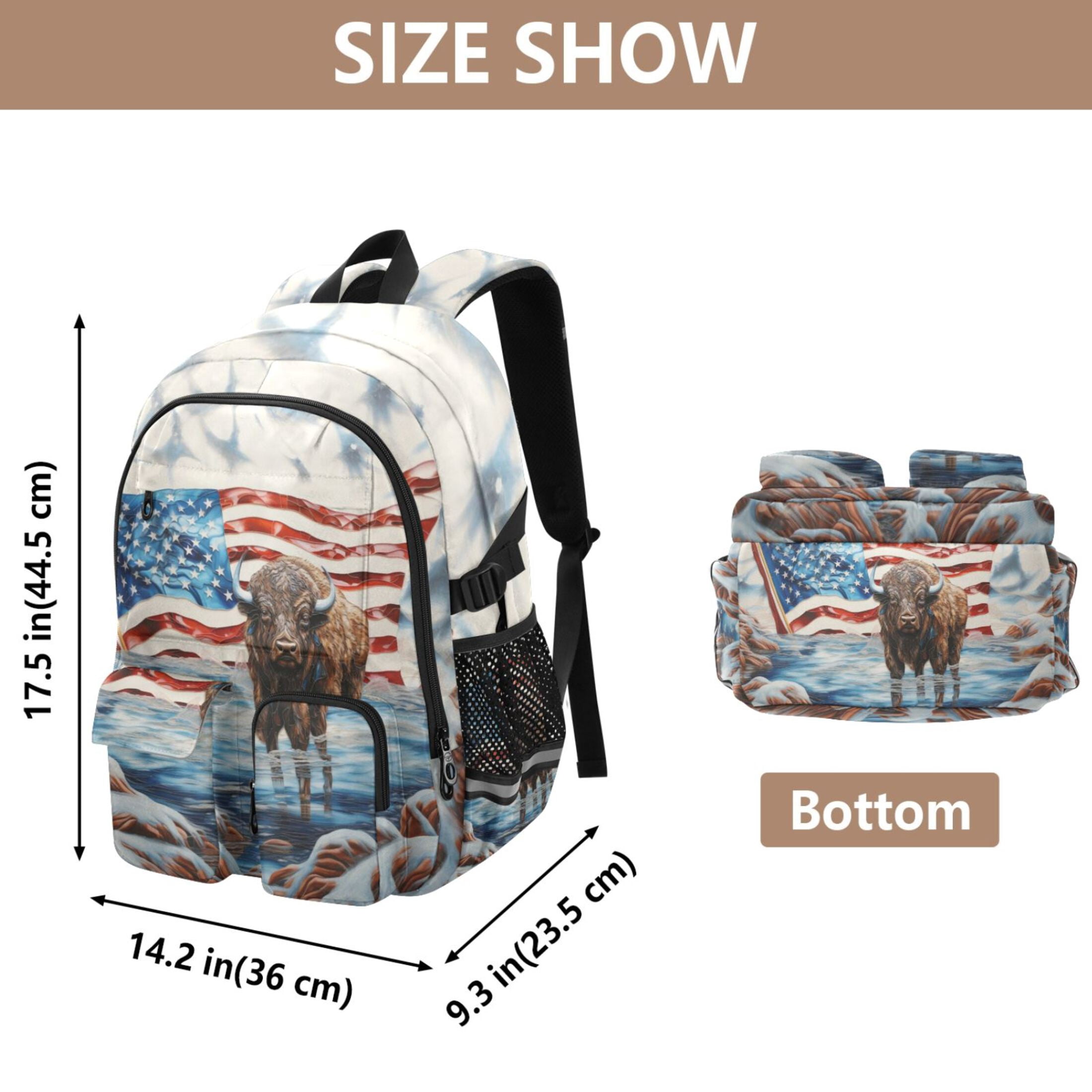 ALAZA Highland Cow America Flag Print Student Backpack School Bookbag Large Laptop Daypack Travel Bag