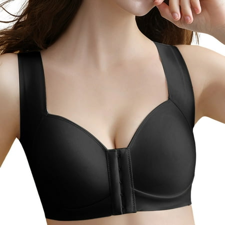 Siilsaa Bras for Women Wireless Women s Wireless Minimizer Bra Plus Size Non-Padded Soft Full Figure Bra Black 38