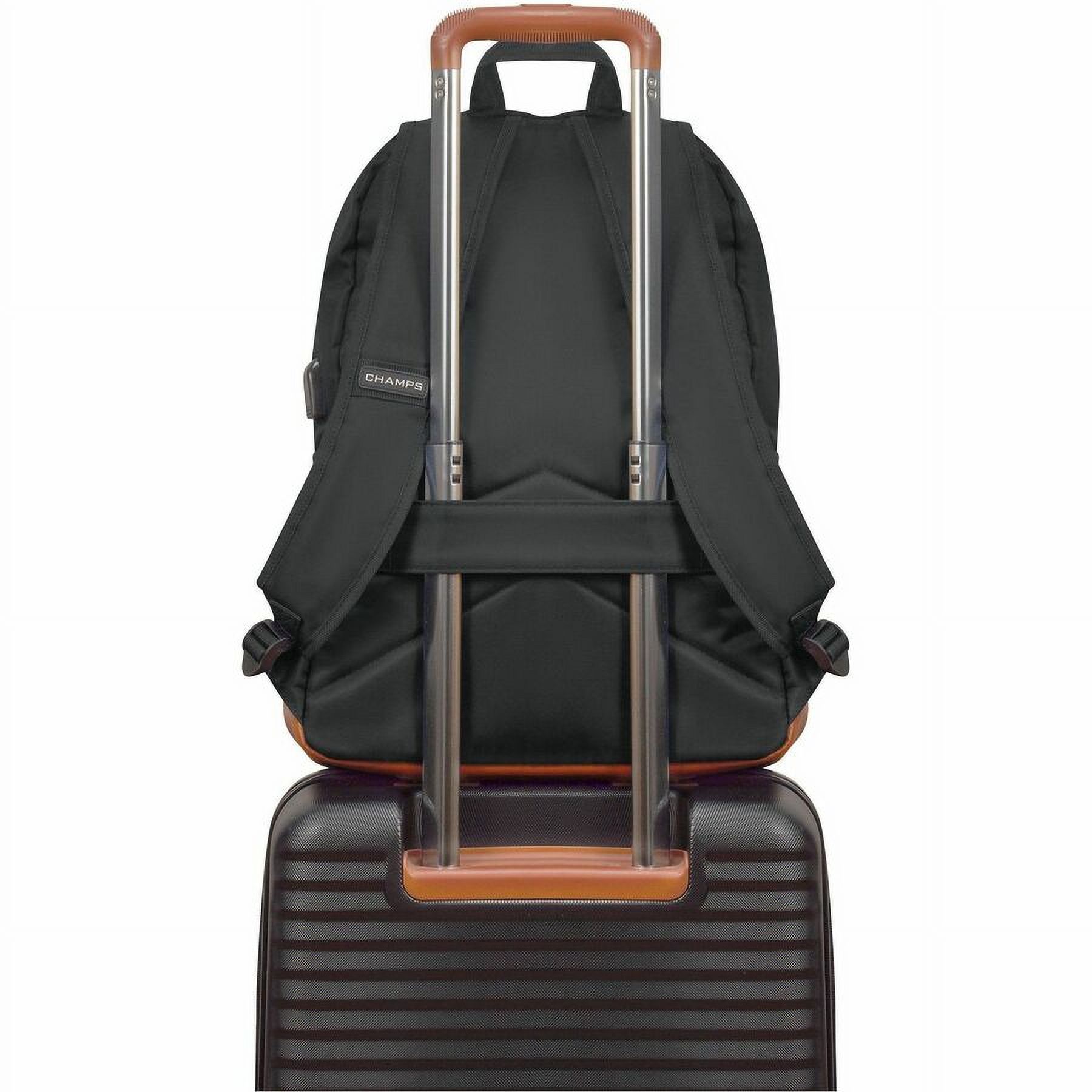 Champs Vintage Carrying Case (Backpack) for 11" to 15.6" Water Bottle, Notebook, Tablet, Glasses, Earphone, Travel, Black