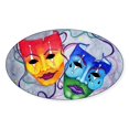 thumbnail image 1 of CafePress - Comedy And Tragedy Wider Size - Sticker (Oval), 1 of 1