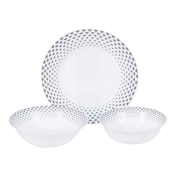 Ultra By Gibson Cane Peak 12 Piece Dinnerware Set, Grey