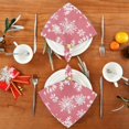 thumbnail image 4 of Satin Native Fab Cotton Dinner Napkin Charming Snowflakes on Pin Reusable, 4 of 8