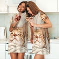 thumbnail image 4 of Disketp Sleeping Cat In Blanket para Camisón Corto de Manga Corta para Mujeres, Camisón Cómodo con Escote Redondo, Bonito y Confortable, 4 of 6