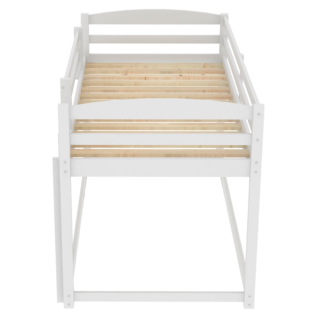 Kadyn Solid Wood Twin Bunk Bed with Ladder and Safety Rail, White Kadyn Solid Wood Twin Bunk Bed with Ladder and Safety Rail, White