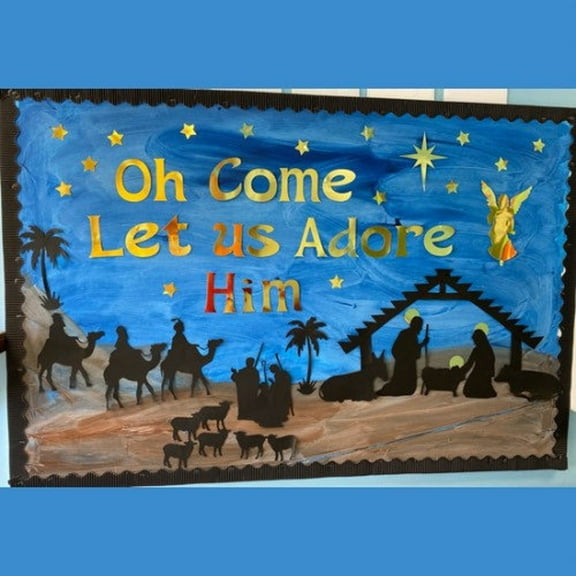 Zuno Teachers School Bulletin Board For School Classrooms/Nativity/Christmas/Cardstock/Classroom Decorations /Card Stocks/Cutouts/Diy- Wall Art Print, 8x12 UNFRAMED