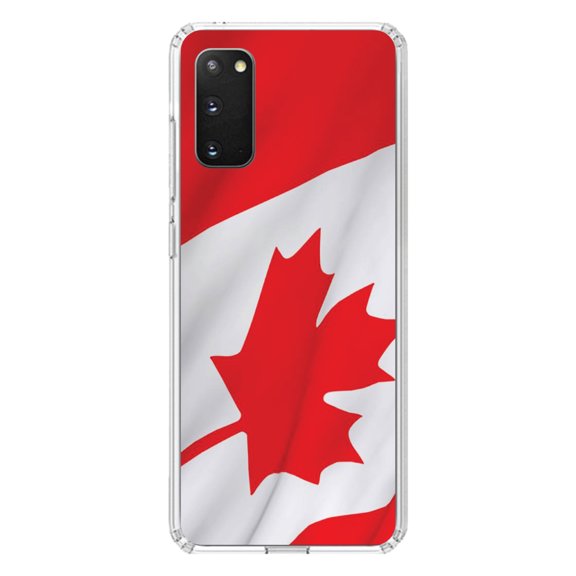 DistinctInk Clear Shockproof Hybrid Case for Galaxy S20 ULTRA / 5G (6.9" Screen) - TPU Bumper, Acrylic Back, Tempered Glass Screen Protector - Red White Canadian Flag Canada - Canada