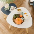 thumbnail image 1 of BAMEOS Bamboo Nesting Triangle End TableSet of 2 Coffee Table Modern Minimalist Side Table for Living Room Balcony in White Grey, 1 of 1