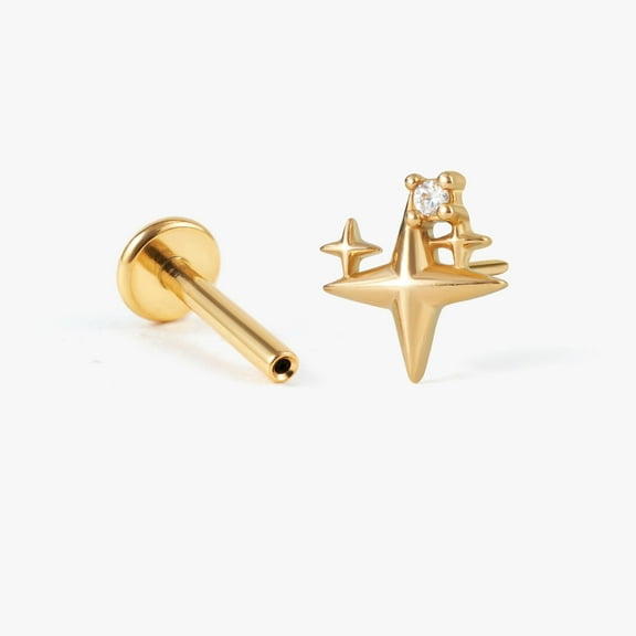 Tiny Crystal Star Push Pin Earrings