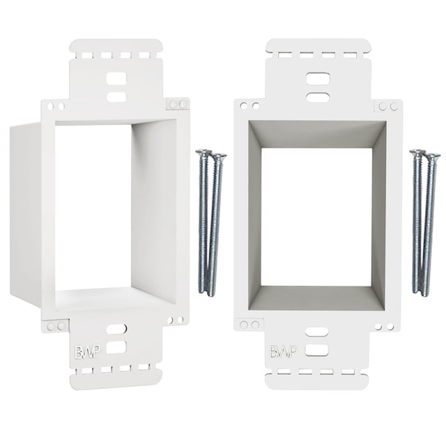 Extensor de caja eléctrica BWP de 1 módulo, PVC, paquete de 2