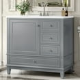 thumbnail image 3 of Euroco 36" Bathroom Vanity with Ceramic Sink, Multi-Size Drawers, Cabinet Storage & Iron Hardware, Freestanding Design, 3 of 9