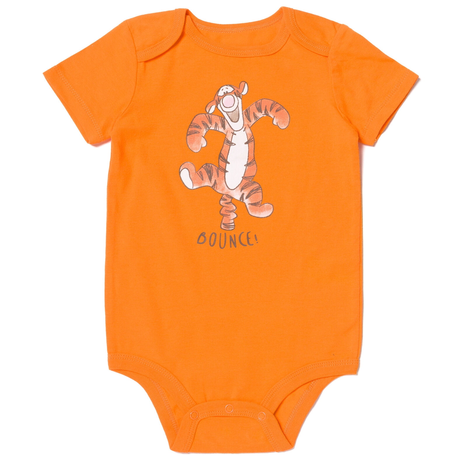 Disney Winnie the Pooh Tigger 4 Pack Cuddly Snap Bodysuits made with Organic Cotton Newborn to Infant