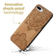 thumbnail image 3 of Case Yard Wooden Case Outside Soft TPU Silicone Slim Fit Shockproof Wood Protective Phone Cover for Girls Boys Men and Women Supports Wireless Charging Ornamental Mandala Design case for iPhone-8-Plus, 3 of 7