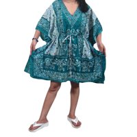 Mogul Women Beach Coverup Elephant Printed Short Kaftan Tops