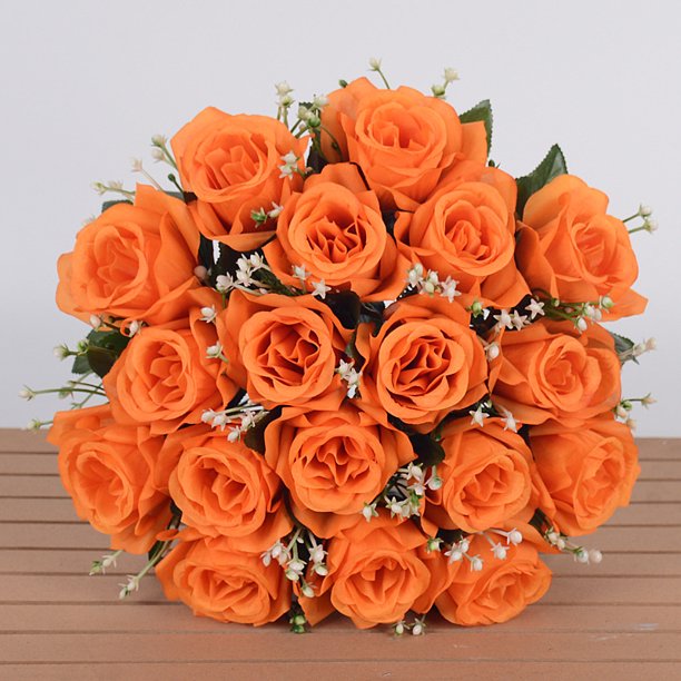 Ramo de rosas de simulación, flores de seda, 18 rosas, para boda, sala de estar, con flores, decoración, flores falsas
