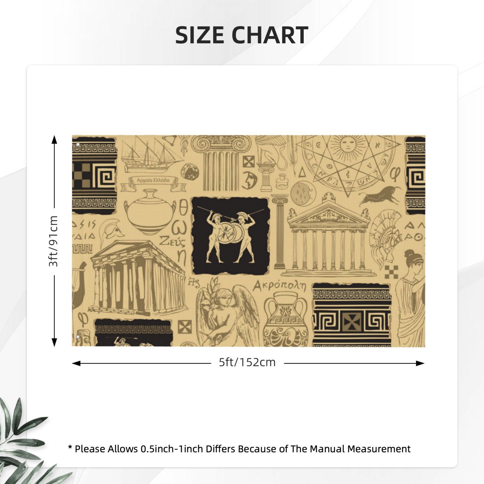 Ancient Greece Mythology Retro Double Sided Flag 3x5FT Reversible Garden Flag Outdoor Decor for House, Porch, Lawn, Yard, Indoor Wall, Party Decoration
