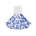 thumbnail image 2 of Robe Fille Bleue à Pois Floraux Marguerite Sans Manches Décontractée Robe d'Été 5 Ans, 2 of 5