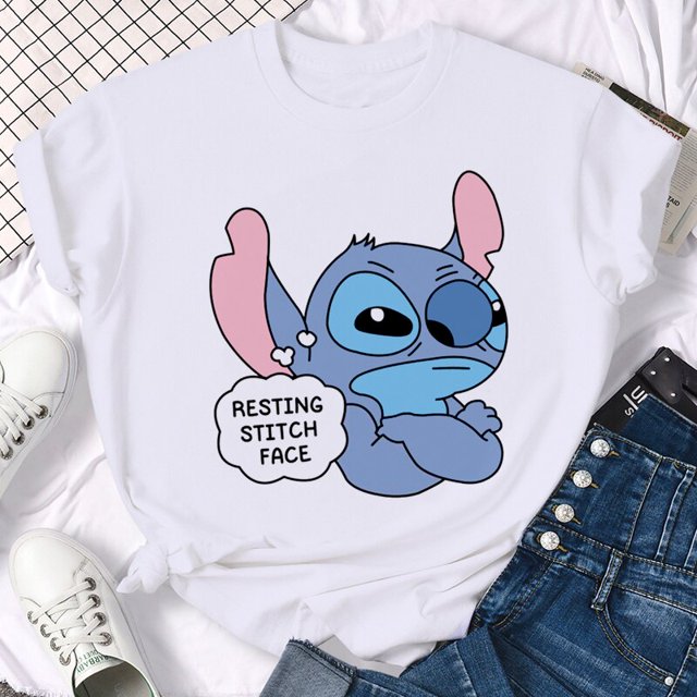 Disney Kawaii Lilo Stitch Funny Cartoon T Shirt Women Stitch Cute Manga T-shirt Y2k Graphic Tshirt Streetwear Top Tees FemaleL Gao Jinjia LED