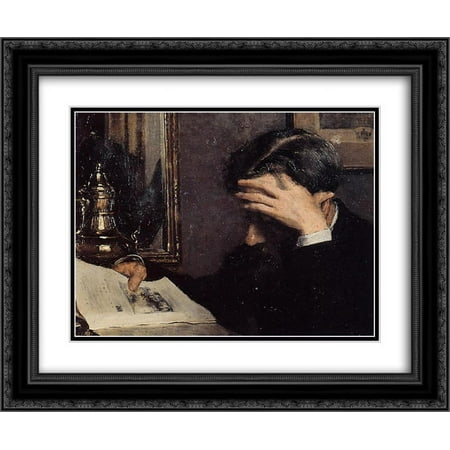 Georges Lemmen 2x Matted 24x20 Black Ornate Framed Art Print 'Man Reading'