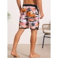 thumbnail image 3 of INSPIRE CHIC Men's Trunks Tropical Leaf Print Elastic Drawstring Waist Beach Board Shorts 36 Pink, 3 of 5