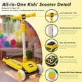 thumbnail image 4 of HIFINE Kids Ride On 3-Wheel Scooter W/Buildable Blocks, Aged 3-9, Yellow, 4 of 11