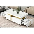 thumbnail image 5 of Coffee Table With Faux Marble Top, Drawer Space And Smooth Caster Function, White Modern Rectangular Marble, Organization Mobile Element,, 5 of 5