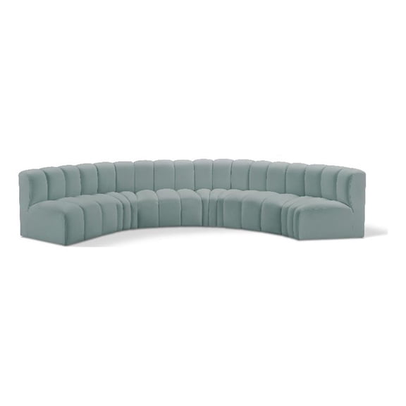 Meridian Furniture Arc Mint Green Vegan Leather Modular Sectional